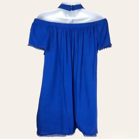 Entro Blue Boho Off the Shoulder Halter Top Size Small - Picture 7 of 12